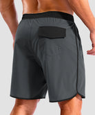 men's compression liner 4 pockets board short 7'' in dark gray - back view
