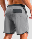 men's compression liner 4 pockets board short 7'' in light gray - back view