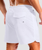 men's compression liner 4 pockets board short 7'' in white - back view