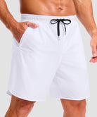 men's compression liner 4 pockets board short 7'' in white - front view
