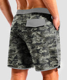 men's compression liner 4 pockets board short 7'' in woodland camo - back view