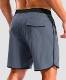 men's compression liner 4 pockets board shorts 7'' in dusty blue - back view