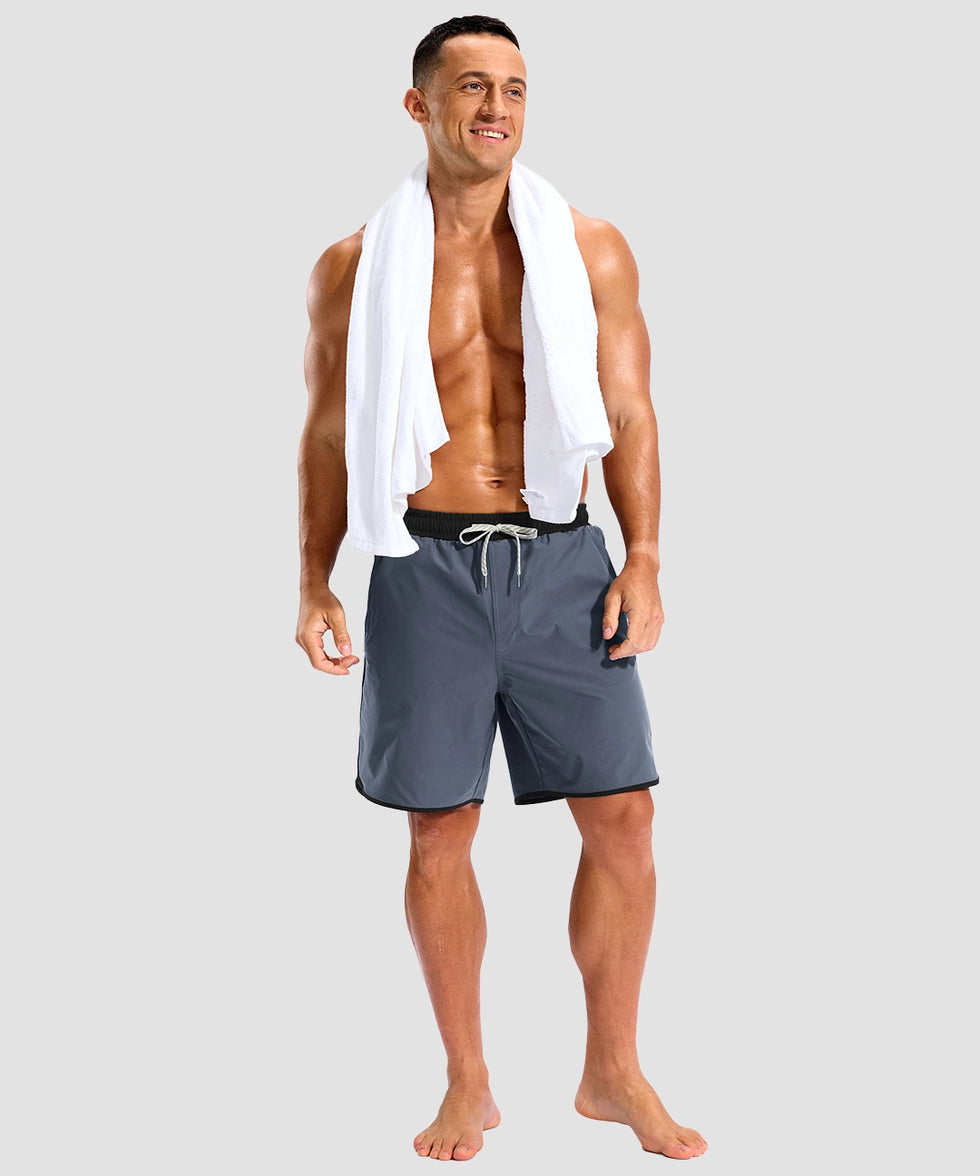 men's compression liner 4 pockets board shorts 7'' in dusty blue - matching outfits view