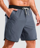 men's compression liner 4 pockets board shorts 7'' in dusty blue - side view