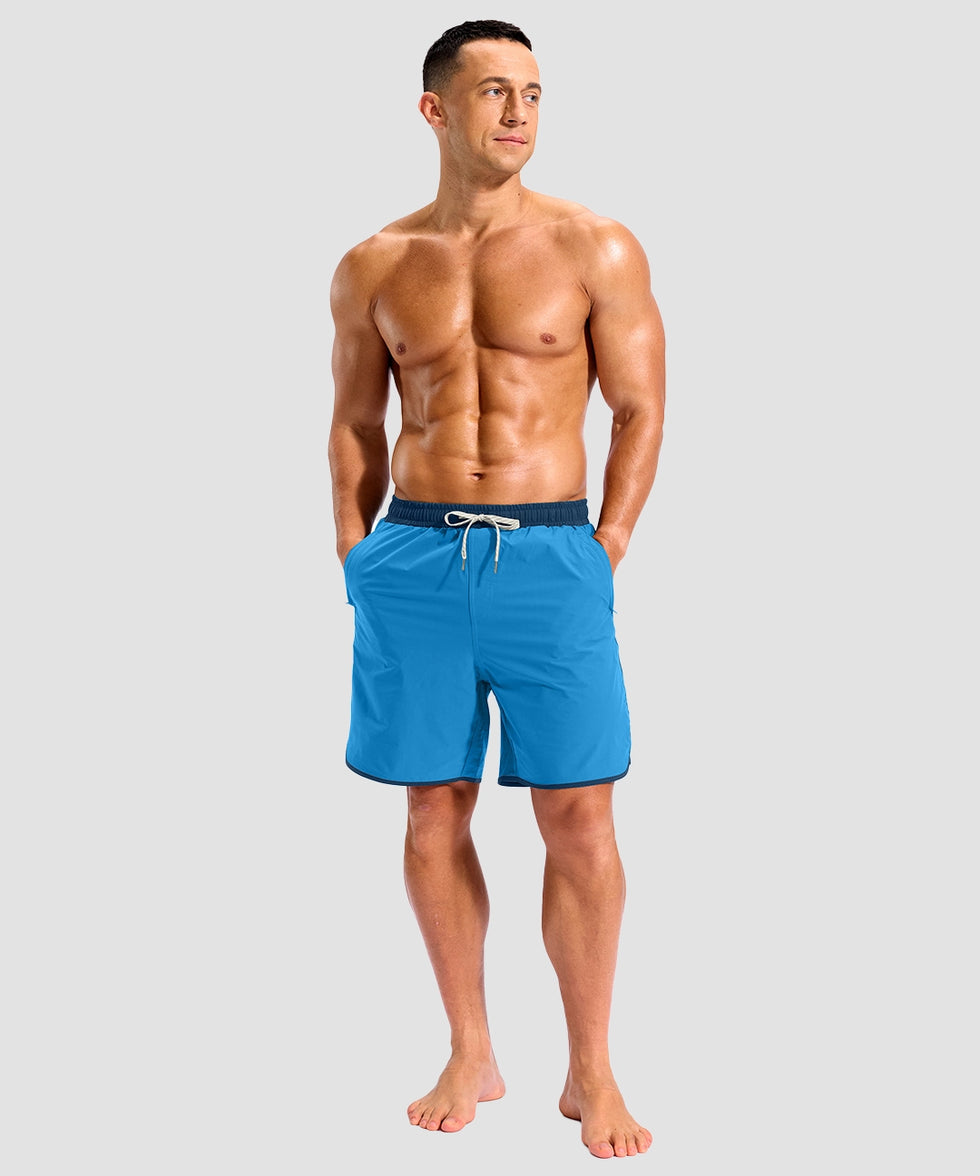 men's compression liner 4 pockets board shorts 7'' in lake blue - matching outfits view