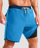 men's compression liner 4 pockets board shorts 7'' in lake blue - side view
