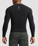 men's compression pullover long sleeve in black - back view