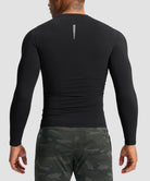 men's compression pullover long sleeve in black - back view