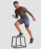 men's compression pullover long sleeve in coffee - matching outfits view