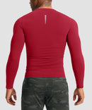 men's compression pullover long sleeve in dark red - back view