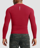men's compression pullover long sleeve in dark red - back view