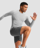 men's compression pullover long sleeve in grayish white - side view