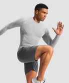 men's compression pullover long sleeve in grayish white - side view
