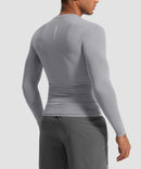 men's compression pullover long sleeve in light gray - back view