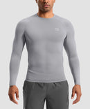 men's compression pullover long sleeve in light gray - front view