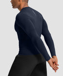 men's compression pullover long sleeve in navy - back view