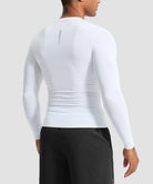 men's compression pullover long sleeve in white - back view