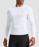 men's compression pullover long sleeve in white - front view