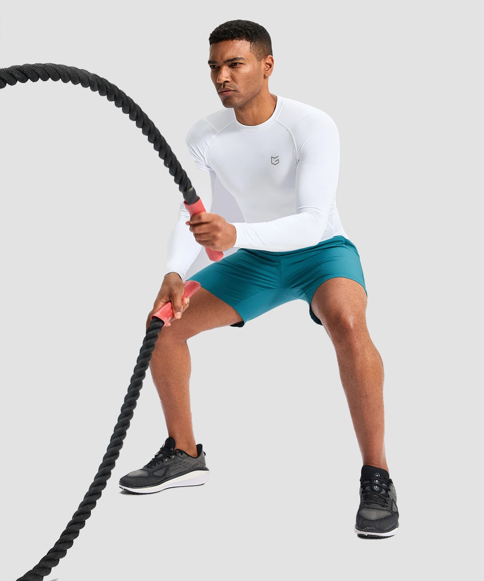 men's compression pullover long sleeve in white - matching outfits view