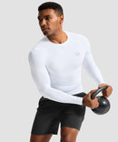 men's compression pullover long sleeve in white - side view