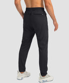 men's drawstring with 3 zipper pockets pant in black - back view