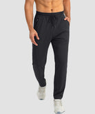 men's drawstring with 3 zipper pockets pant in black - front view