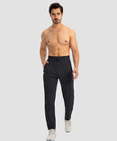 men's drawstring with 3 zipper pockets pant in black - matching outfits view
