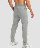 men's drawstring with 3 zipper pockets pant in bright gray - back view
