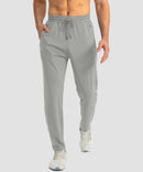 men's drawstring with 3 zipper pockets pant in bright gray - front view