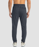 men's drawstring with 3 zipper pockets pant in gray - back view