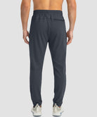 men's drawstring with 3 zipper pockets pant in gray - back view