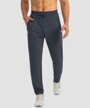 men's drawstring with 3 zipper pockets pant in gray - front view