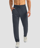 men's drawstring with 3 zipper pockets pant in gray - front view