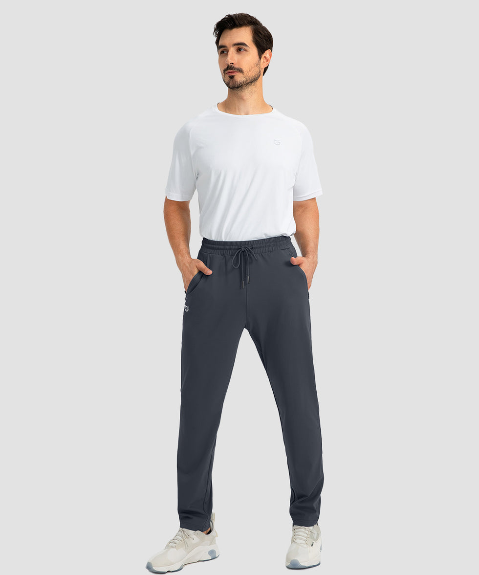men's drawstring with 3 zipper pockets pant in gray - matching outfits view