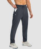 men's drawstring with 3 zipper pockets pant in gray - side view