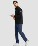 men's drawstring with 3 zipper pockets pant in heathered academy blue - matching outfits view