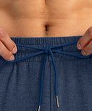 men's drawstring with 3 zipper pockets pant in heathered academy blue - matching outfits view