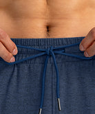 men's drawstring with 3 zipper pockets pant in heathered academy blue - matching outfits view