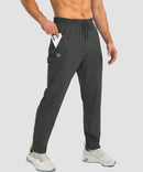 men's drawstring with 3 zipper pockets pant in heathered black - side view
