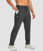 men's drawstring with 3 zipper pockets pant in heathered black - side view