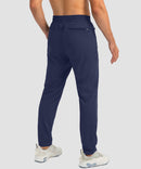 men's drawstring with 3 zipper pockets pant in navy - back view