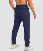men's drawstring with 3 zipper pockets pant in navy - back view