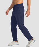 men's drawstring with 3 zipper pockets pant in navy - details view