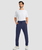 men's drawstring with 3 zipper pockets pant in navy - matching outfits view