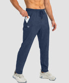men's drawstring with 3 zipper pockets pant in navy - side view