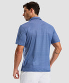men's dry fit printed golf polo in blue white flag - back view