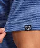 men's dry fit printed golf polo in blue white flag - sleeve detail