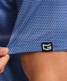 men's dry fit printed golf polo in blue white flag - sleeve detail