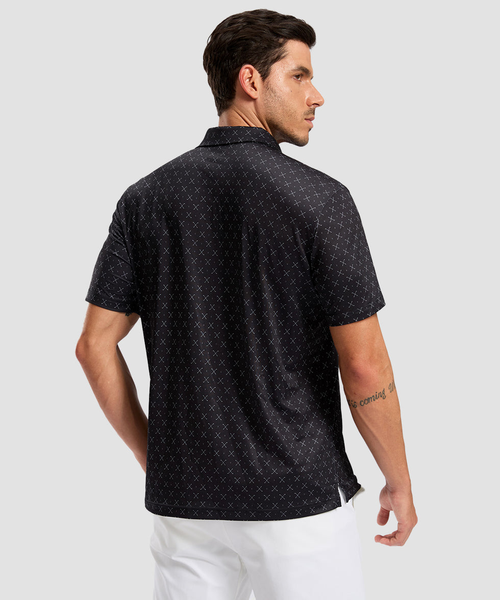 men's dry fit printed golf polo in golf clubs back - back view