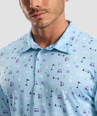 men's dry fit printed golf polo in golf element - collar detail
